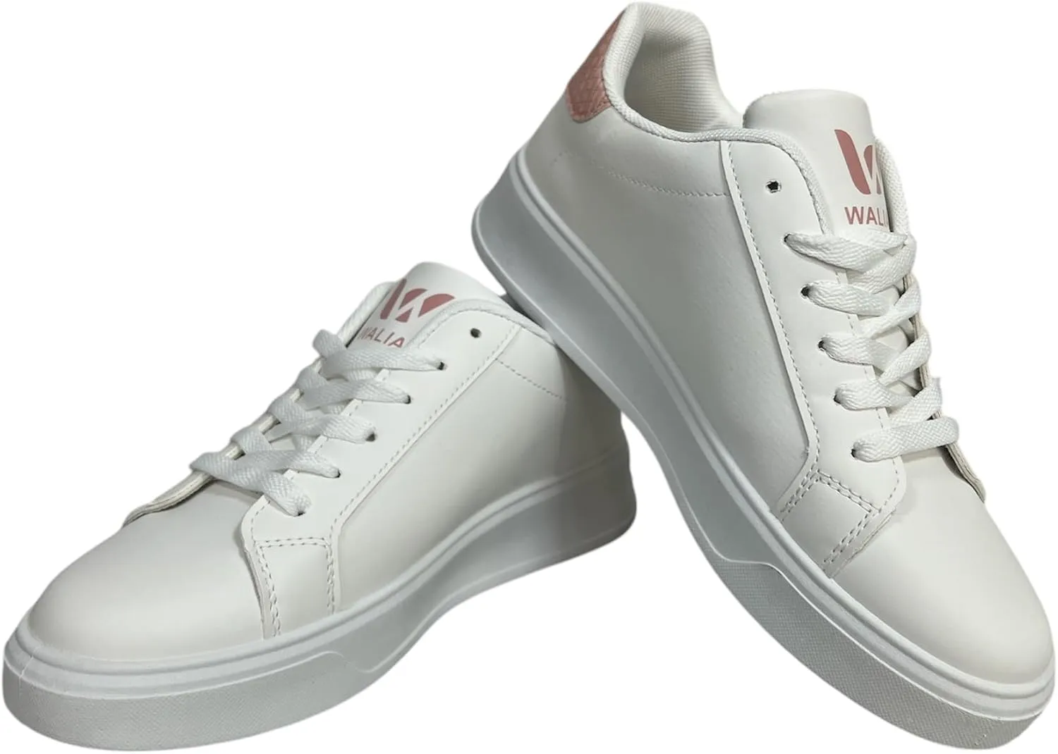 Classic White Sneakers, Low-Top Lace-Up, Platform Sole, Casual Athletic Fashion