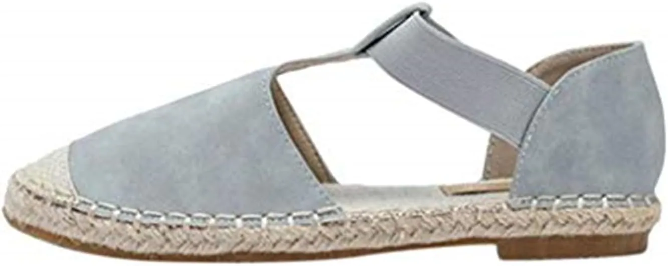Closed Toe Flats for Women 2025 Wide Width Espadrilles Summer Casual Shoes Ankle Strappy Low Heels Beach Walking Sandals Non Slip Lightweight Breathable Comfortable Sandal Ladies Office Shoes
