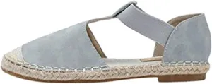 Closed Toe Flats for Women 2025 Wide Width Espadrilles Summer Casual Shoes Ankle Strappy Low Heels Beach Walking Sandals Non Slip Lightweight Breathable Comfortable Sandal Ladies Office Shoes