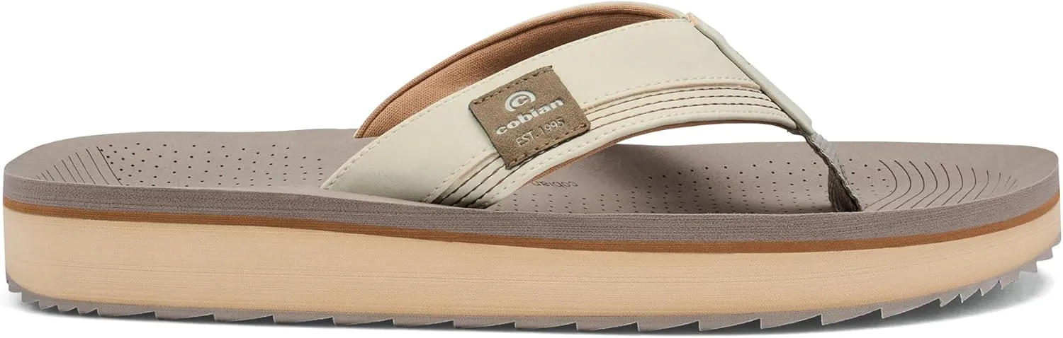 Cobian Men’s Roca Rise Synthetic Leather Strap Flip-Flop Sandals