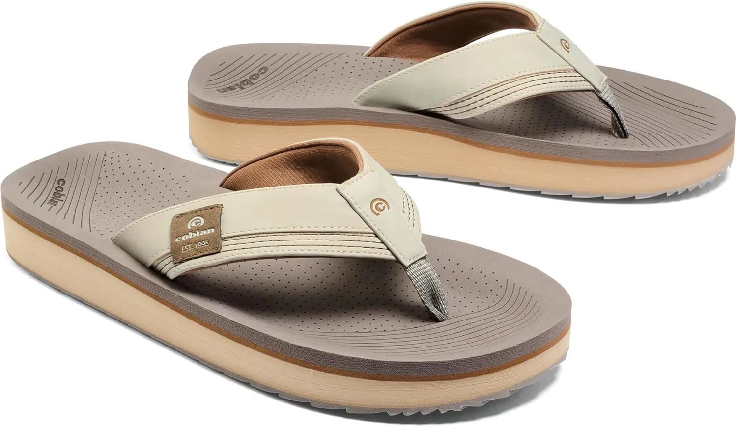 Cobian Men’s Roca Rise Synthetic Leather Strap Flip-Flop Sandals