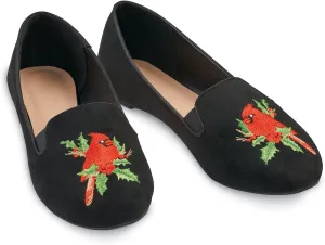 Collections Etc Comfortable Embroidered Cardinal Cushioned Insole Flats