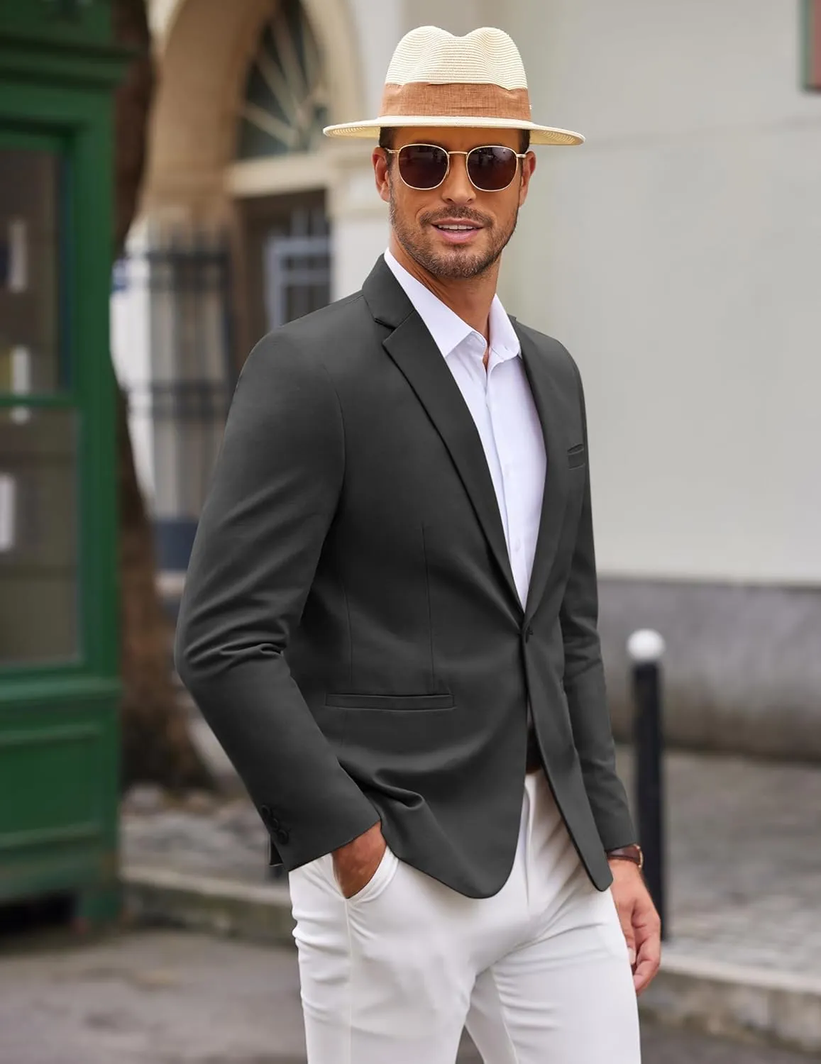 COOFANDY Men's Sports Coat Casual Blazer Slim Fit One Button Cotton Suit Jacket Formal Dress Wear