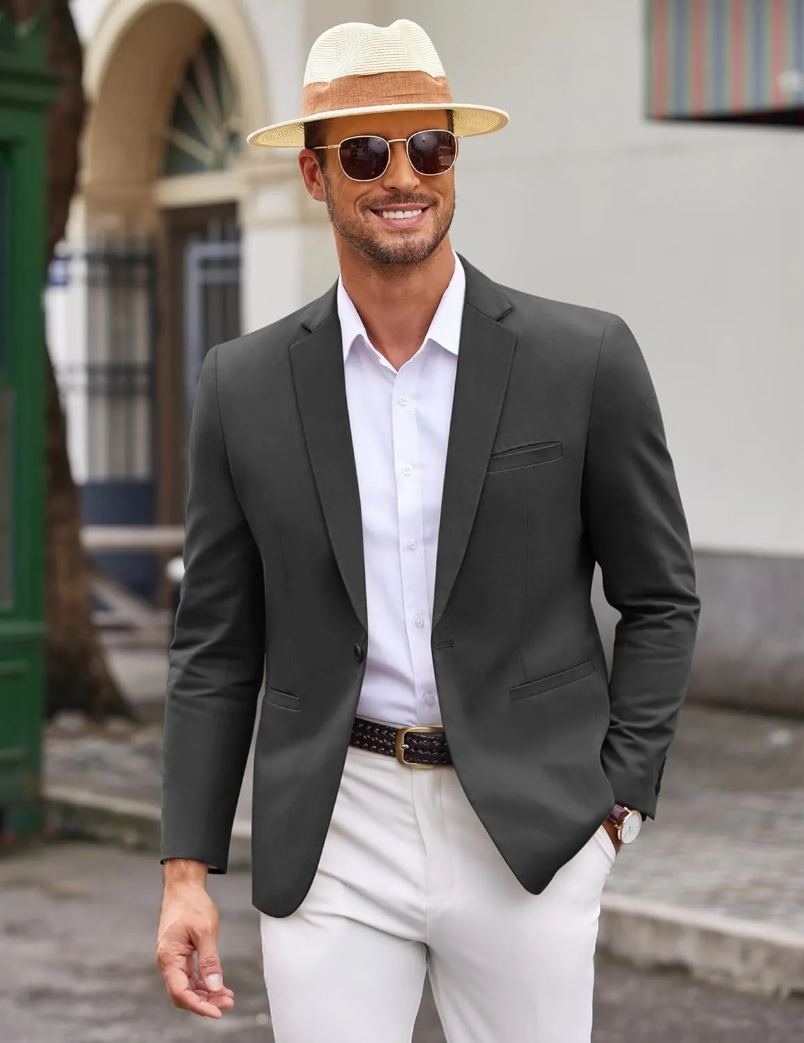 COOFANDY Men's Sports Coat Casual Blazer Slim Fit One Button Cotton Suit Jacket Formal Dress Wear