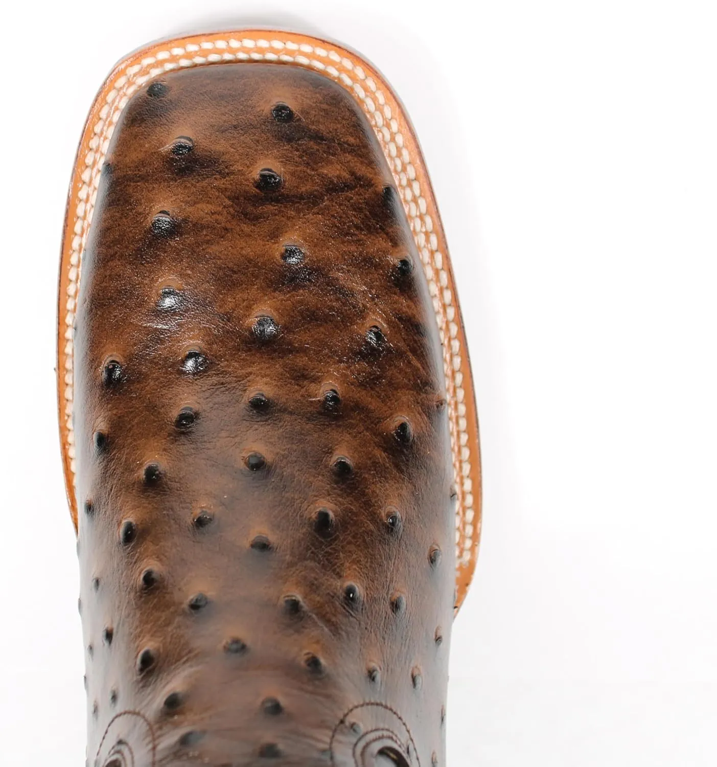 Cowboy Boots for Men Genuine Leather Ostrich Print Western Rodeo Square Toe Botas Vaqueras