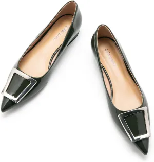 C.Paravano Flats Shoes for Women Pointed Toe Flats Dressy Flats Ballet Flats Shoes Patent Leather Shoes Comfortable Slip On Flat