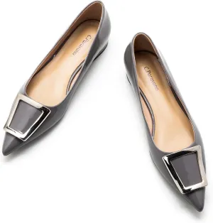 C.Paravano Flats Shoes for Women Pointed Toe Flats Dressy Flats Ballet Flats Shoes Patent Leather Shoes Comfortable Slip On Flat