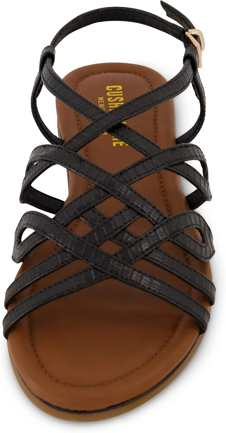 CUSHIONAIRE Women's Joanna flat sandal  Comfort Foam, Wide Widths Available
