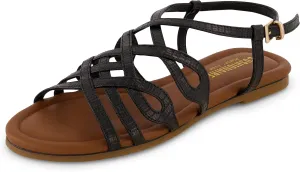 CUSHIONAIRE Women's Joanna flat sandal  Comfort Foam, Wide Widths Available