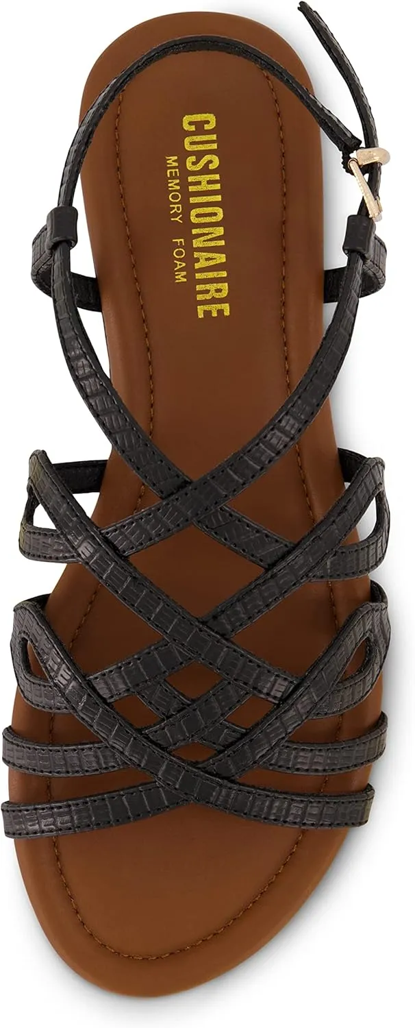 CUSHIONAIRE Women's Joanna flat sandal  Comfort Foam, Wide Widths Available