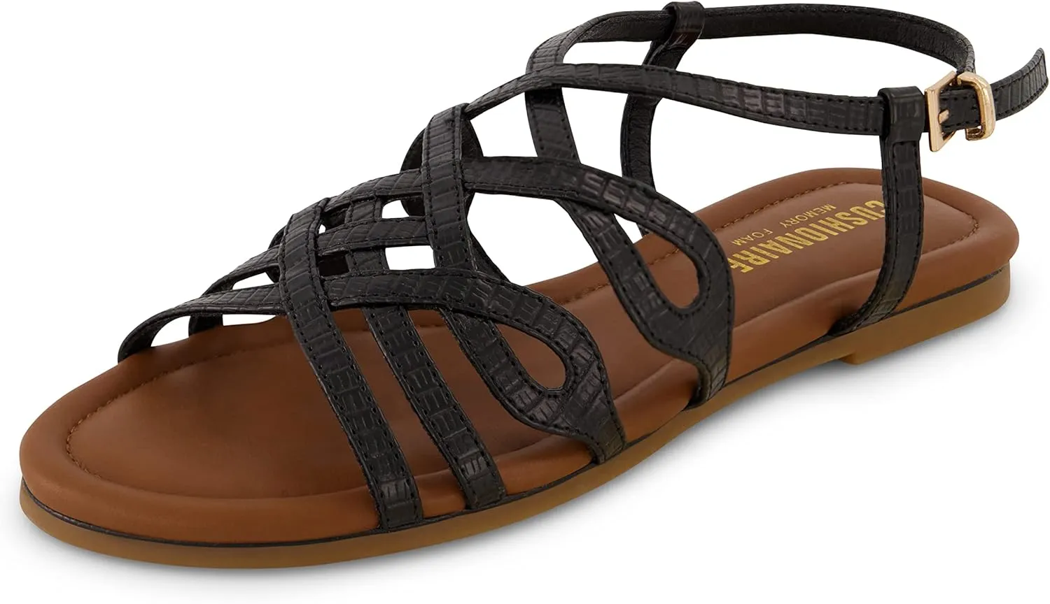 CUSHIONAIRE Women's Joanna flat sandal  Comfort Foam, Wide Widths Available