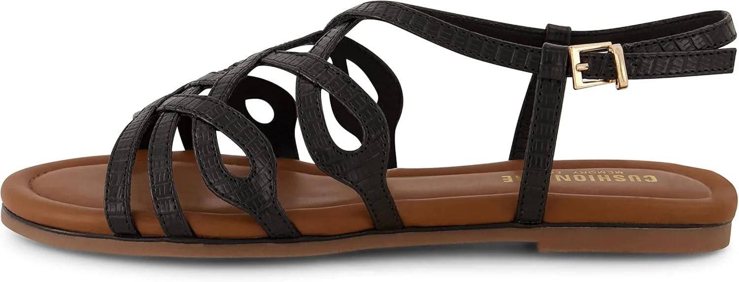 CUSHIONAIRE Women's Joanna flat sandal  Comfort Foam, Wide Widths Available