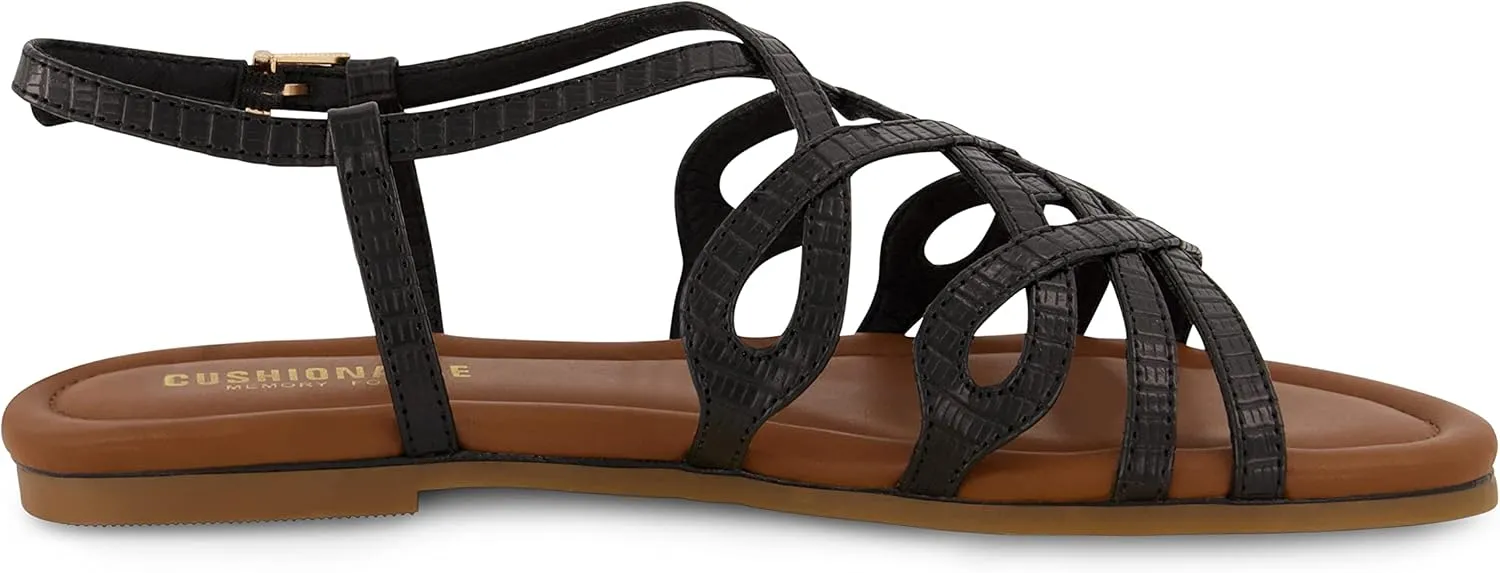 CUSHIONAIRE Women's Joanna flat sandal  Comfort Foam, Wide Widths Available