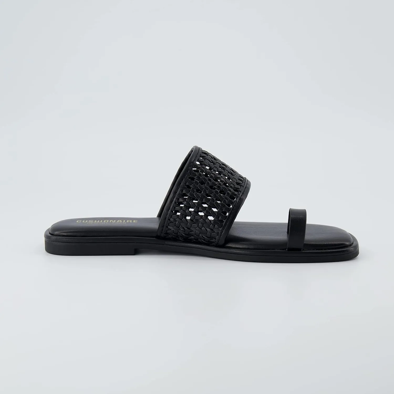 CUSHIONAIRE Women's Kiss toe ring basket weave sandal  Memory Foam, Wide Widths Available