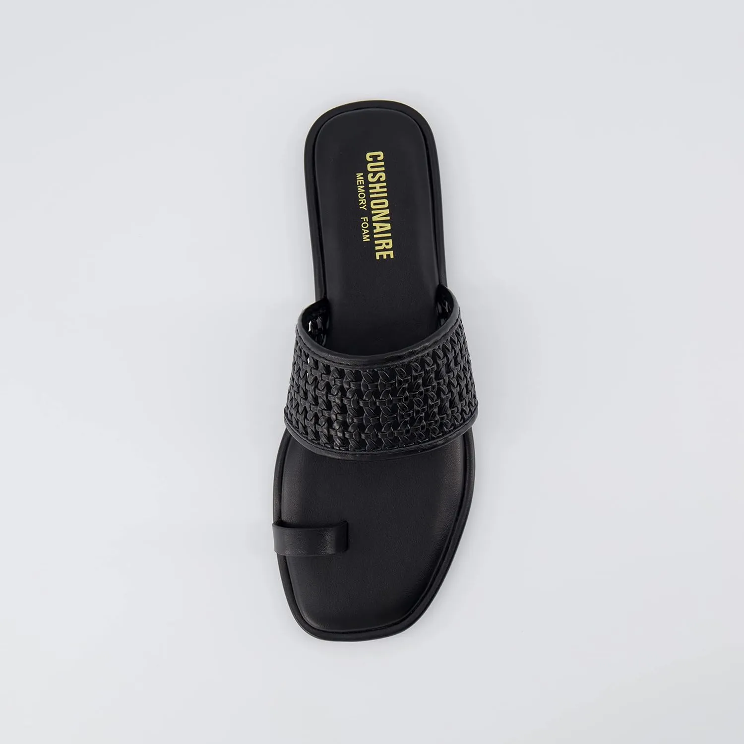 CUSHIONAIRE Women's Kiss toe ring basket weave sandal  Memory Foam, Wide Widths Available