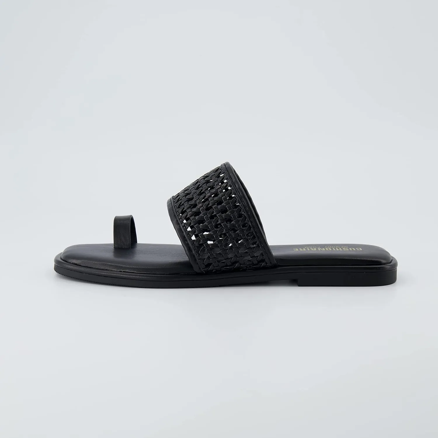 CUSHIONAIRE Women's Kiss toe ring basket weave sandal  Memory Foam, Wide Widths Available