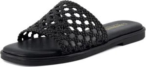 CUSHIONAIRE Women's Temptest basket weave slide sandal  Memory Foam, Wide Widths Available