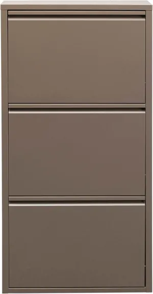 Design Shoe Container Caruso 3 Taupe, steel, 3 tipping compartments, space for 6 pairs of shoes, slim, space-saving, shoe rack, shoe storage, hallway, floor 103x50x15 cm (h/w/d)