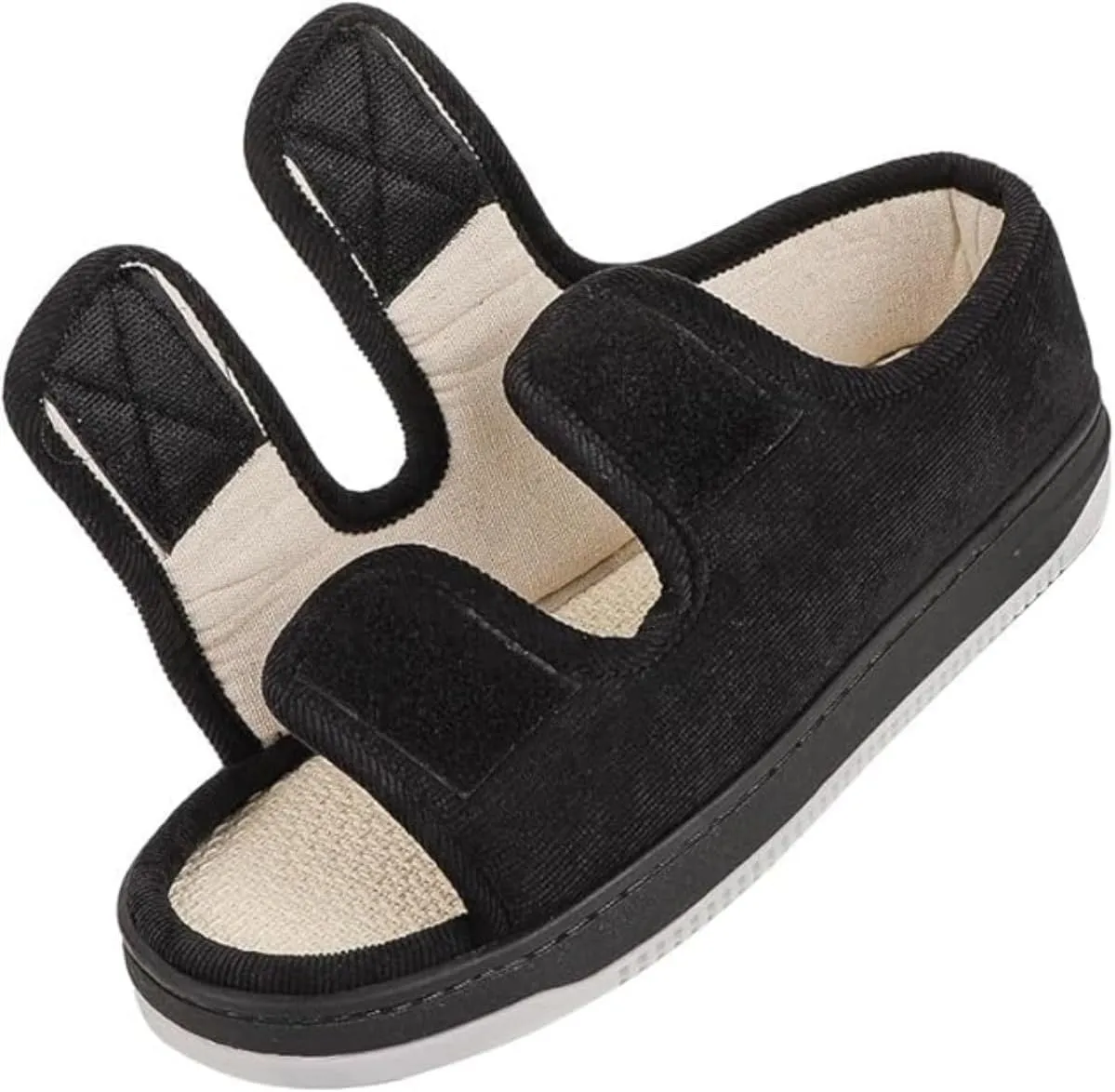 Diabetic Sandals for Men Wide Width Edema Swollen Slippers Adjustable Open Toe Surgical Shoes Anti-skid Breathable Orthopedic Footwear Memory Foam Soft Elderly Sandals
