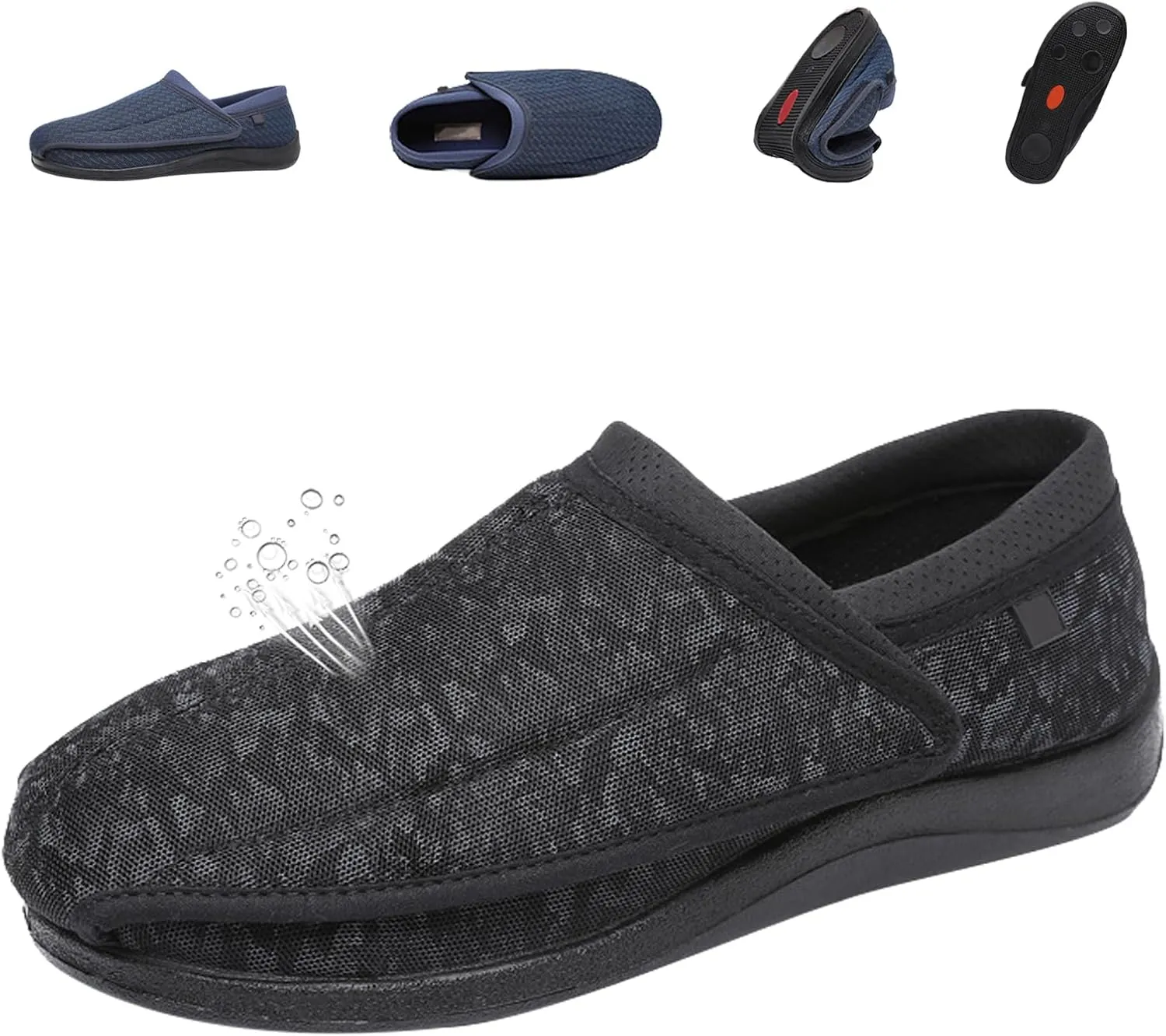 Diabetic Sandals for Women's, Men Adjustable Sandals, Lightweigh Non Slip Slippers, Comfortablet Women's Elderly Sandals for Plantar Fasciitis, Arthritis Edema, 6 Wide