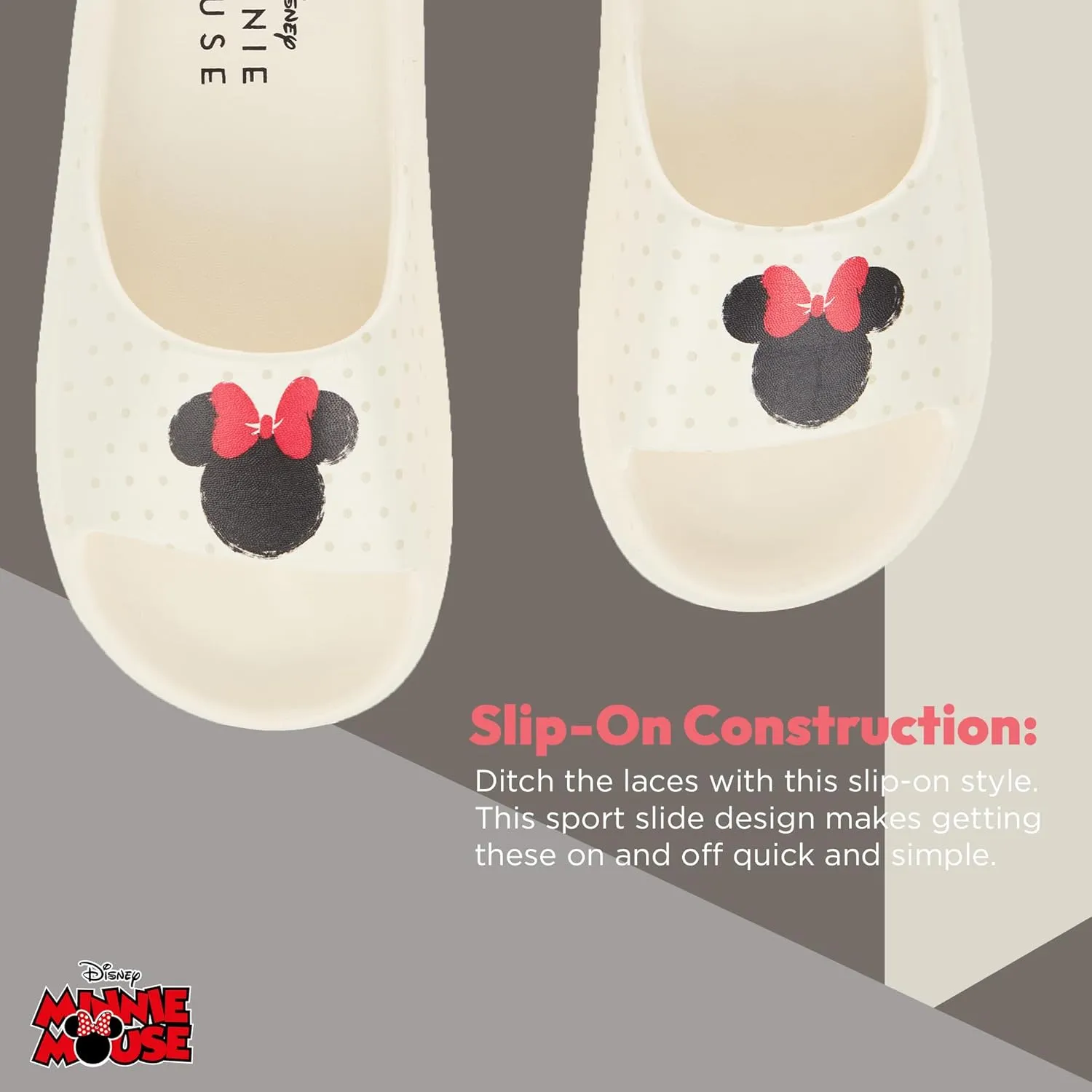 Disney Ladies Minnie and Mickey Slides - Ladies Classic Mickey and Minnie Mouse Comfort Foam Slide Sandals Mickey & Minnie Mouse Slip On Slides