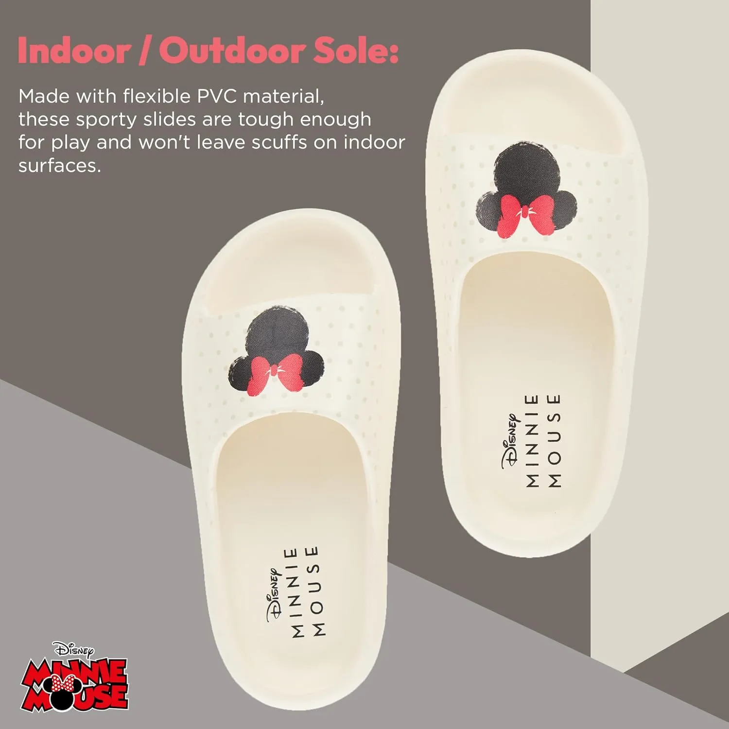 Disney Ladies Minnie and Mickey Slides - Ladies Classic Mickey and Minnie Mouse Comfort Foam Slide Sandals Mickey & Minnie Mouse Slip On Slides