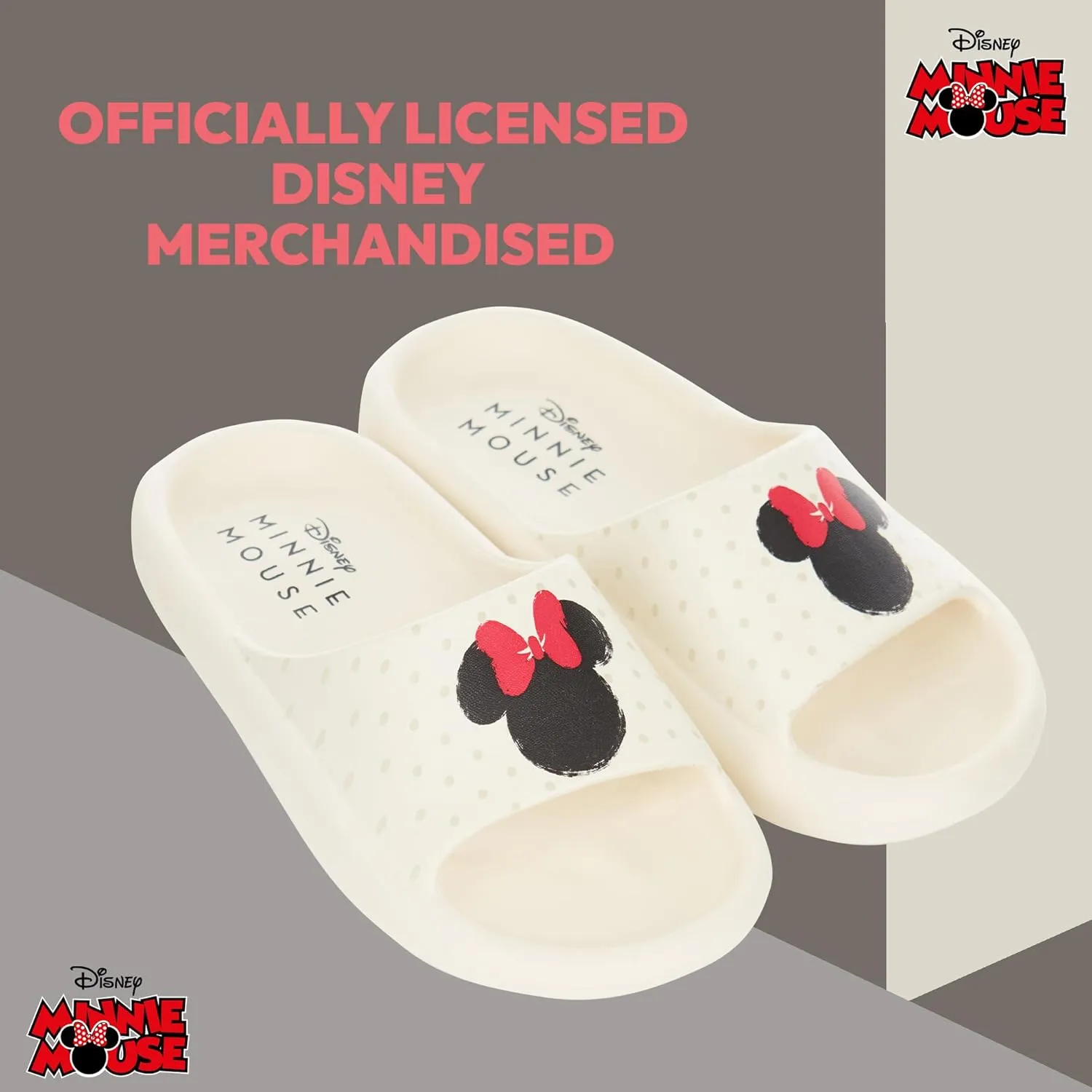 Disney Ladies Minnie and Mickey Slides - Ladies Classic Mickey and Minnie Mouse Comfort Foam Slide Sandals Mickey & Minnie Mouse Slip On Slides