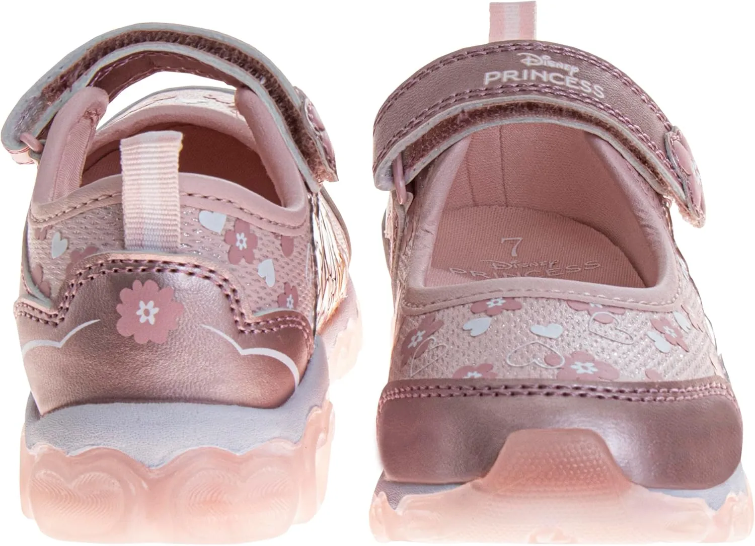 Disney Princess and Minnie Mary Jane Sandals for Girls - Strap Floral Shoes Light-Up Sneakers for Girls - Size Toddler to Little Kids