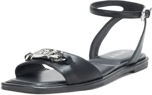 DKNY Women's Bacliff Flat Ankle Strap Sandal with Logo
