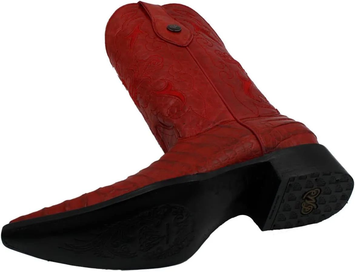 Dona Michi Men's Handcrafted Crocodile Alligator Belly Print Western Cowboy Boots