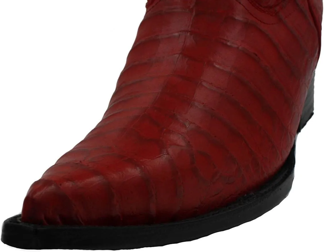 Dona Michi Men's Handcrafted Crocodile Alligator Belly Print Western Cowboy Boots