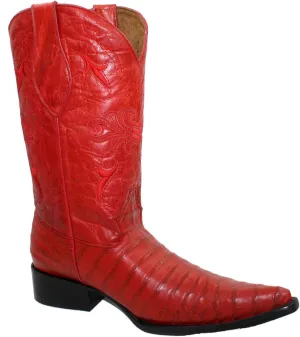 Dona Michi Men's Handcrafted Crocodile Alligator Belly Print Western Cowboy Boots