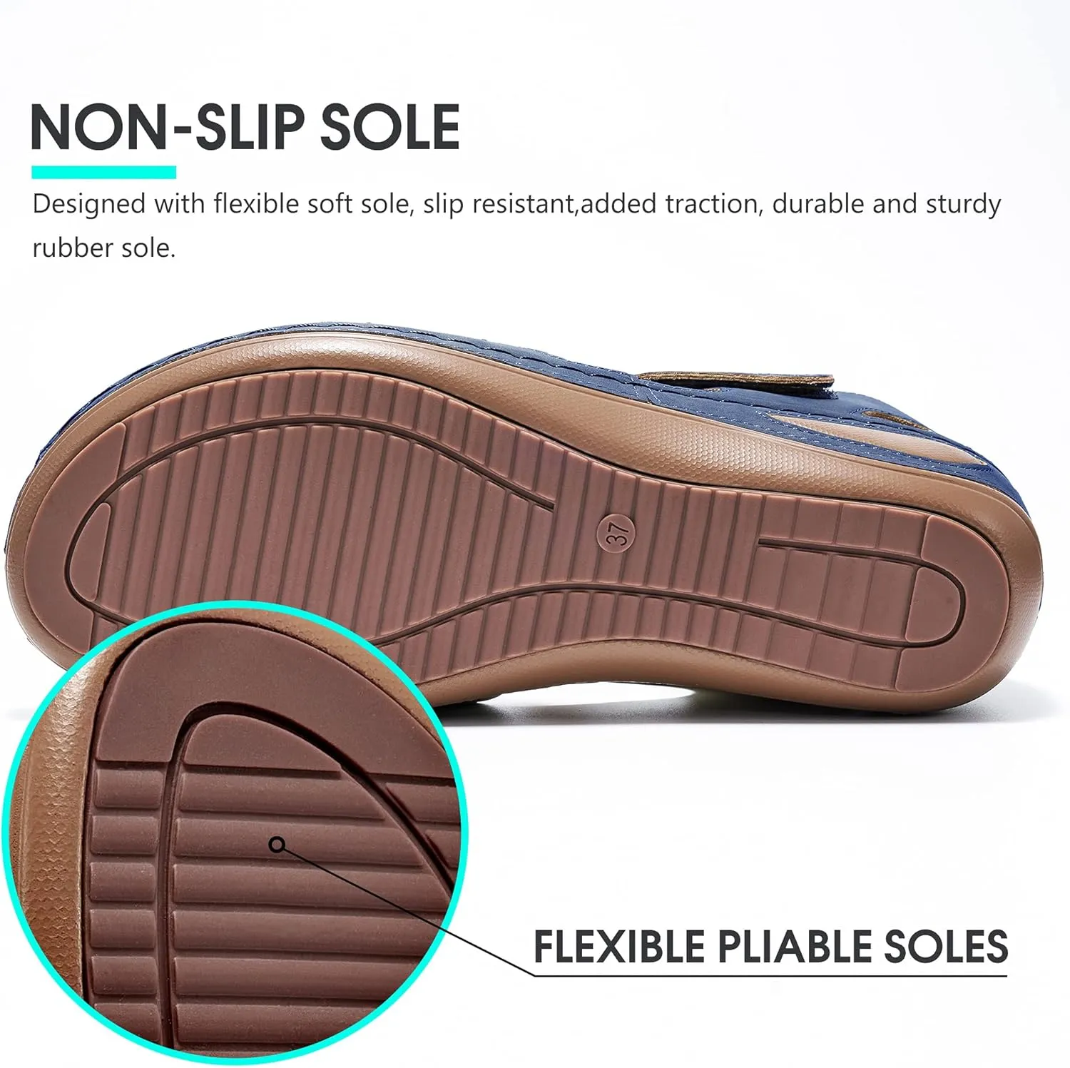 DUOYANGJIASHA Womens Sandals Dressy Summer Beach Bohemia Ankle Strap Causal Comfortable Closed Toe Wedge Shoes for Outdoor