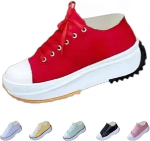 Elsvia Orthopedic Shoes for Women, Hiking Comfortable Casual Canvas Sneakers, Thick Sole Breathable Shoes