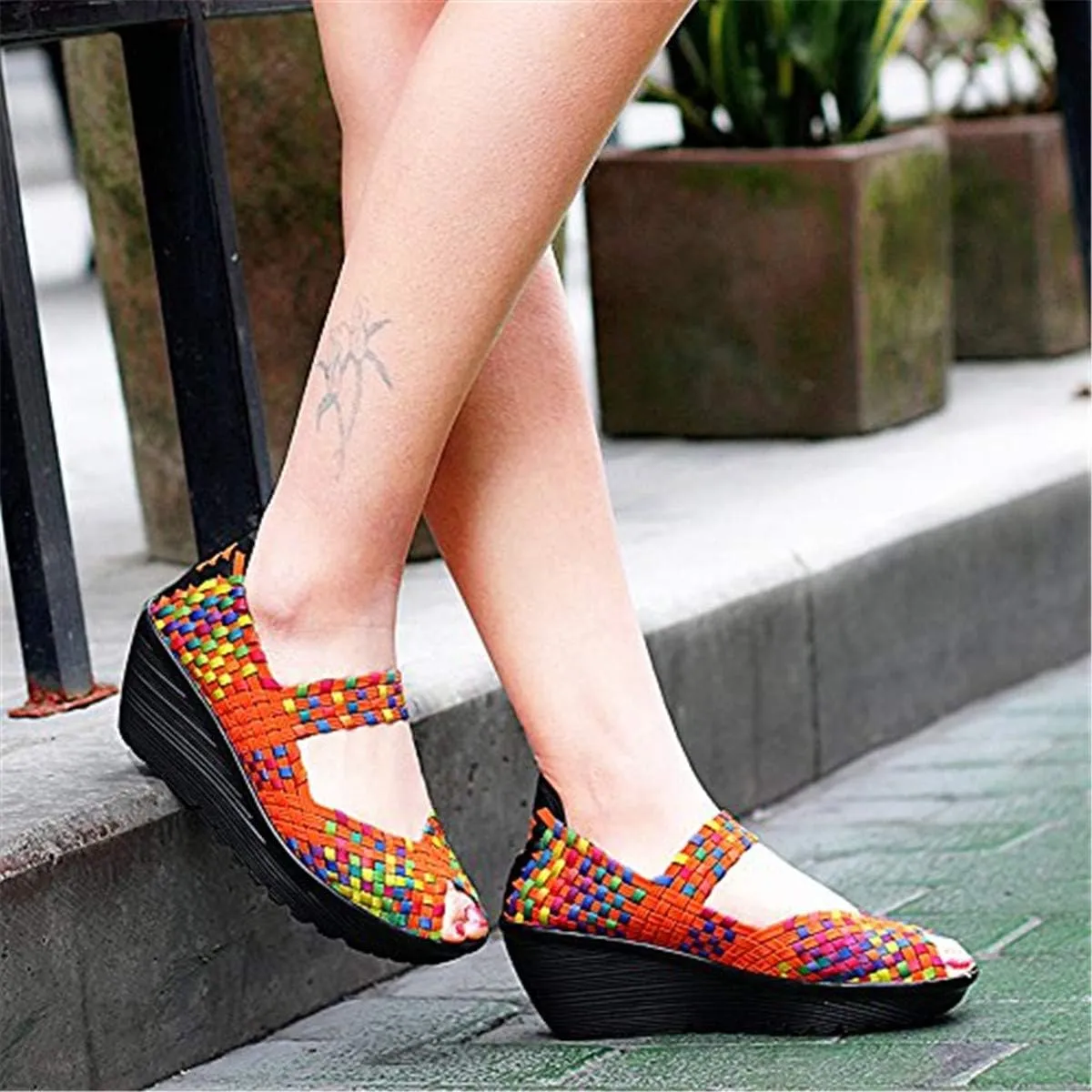 EnllerviiD Women's Wedge Mary Jane Sandals