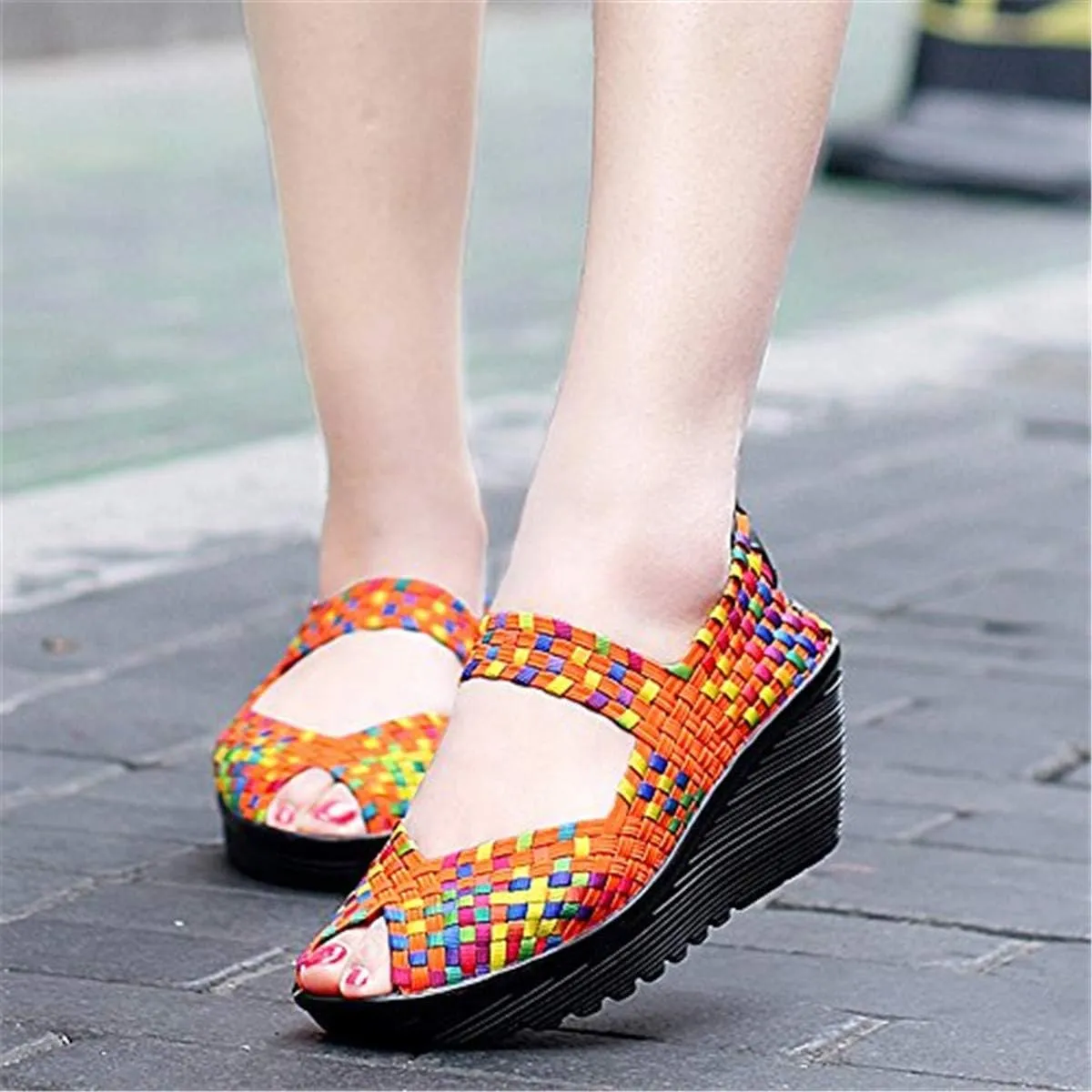 EnllerviiD Women's Wedge Mary Jane Sandals