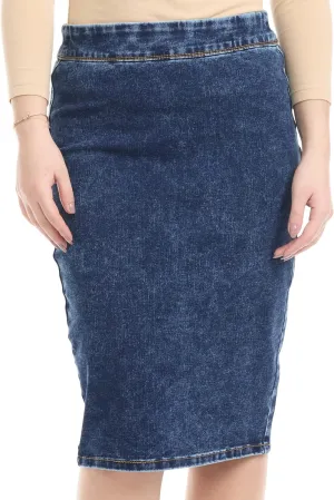 ESTEEZ Womens Jean Pencil Skirt - Pull-On - 4 Way Stretch Denim 'Venice'