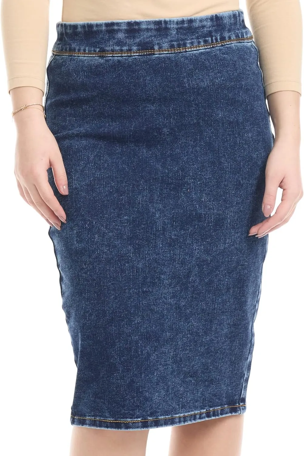 ESTEEZ Womens Jean Pencil Skirt - Pull-On - 4 Way Stretch Denim 'Venice'