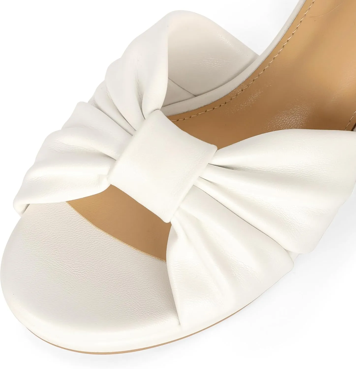 Esvowido Chunky Platform Heels for Women Open Toe Bow Heels with Ankle Strap Wedding Party Office Summer Sandals