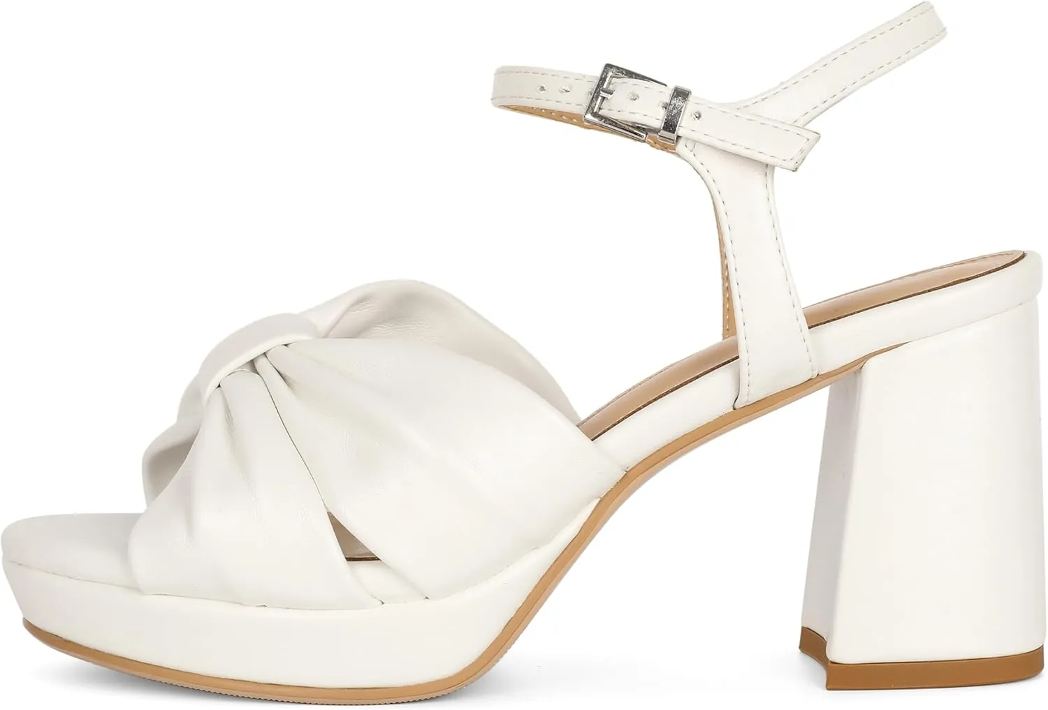 Esvowido Chunky Platform Heels for Women Open Toe Bow Heels with Ankle Strap Wedding Party Office Summer Sandals