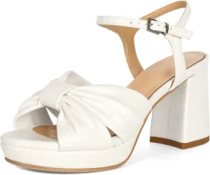 Esvowido Chunky Platform Heels for Women Open Toe Bow Heels with Ankle Strap Wedding Party Office Summer Sandals