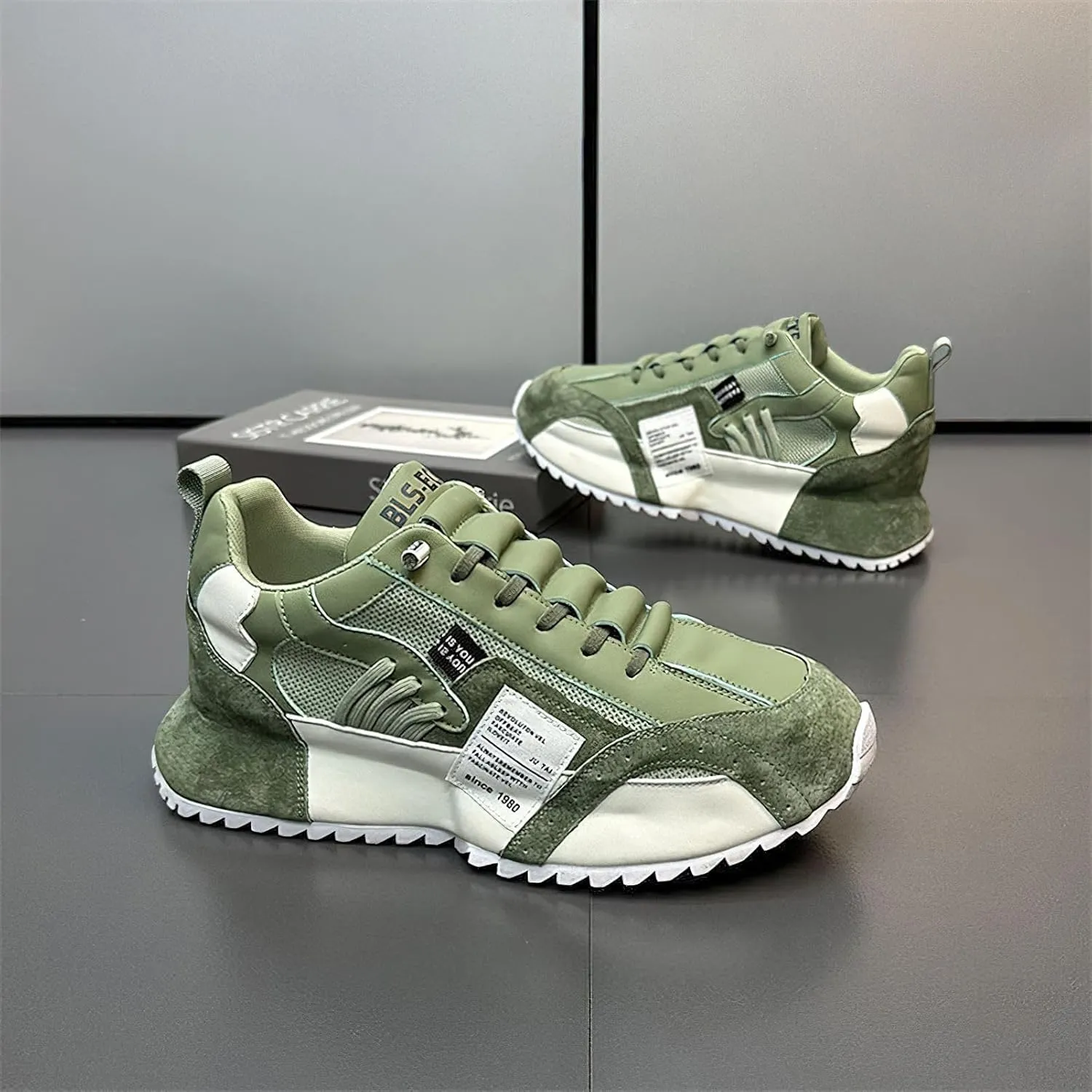 Exusiai Men's Casual Fashion Sports Shoes Low-Top Breathable Fabric Upper Round Toe Cap Sneakers Outdoor Walking Jogging