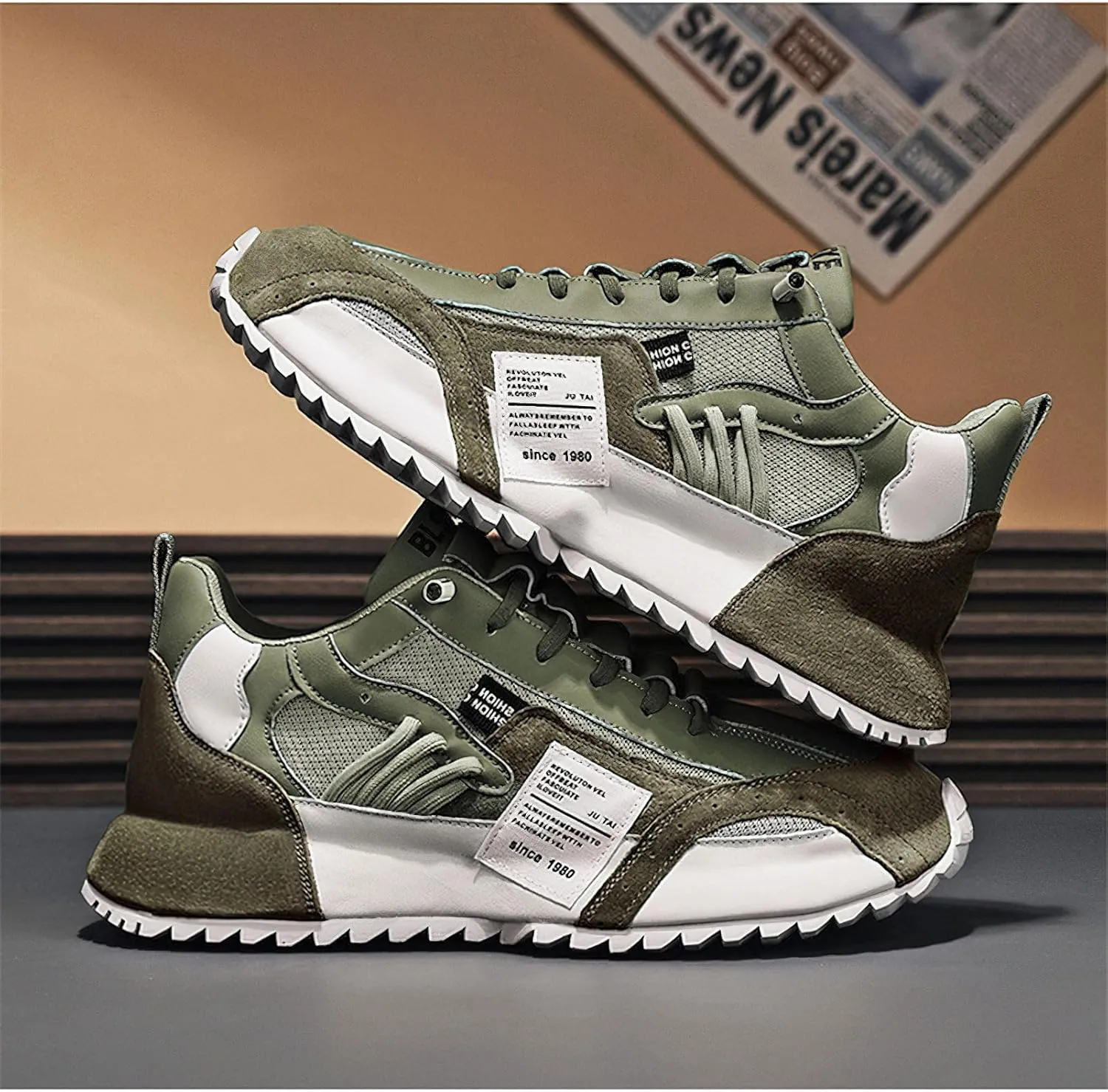 Exusiai Men's Casual Fashion Sports Shoes Low-Top Breathable Fabric Upper Round Toe Cap Sneakers Outdoor Walking Jogging