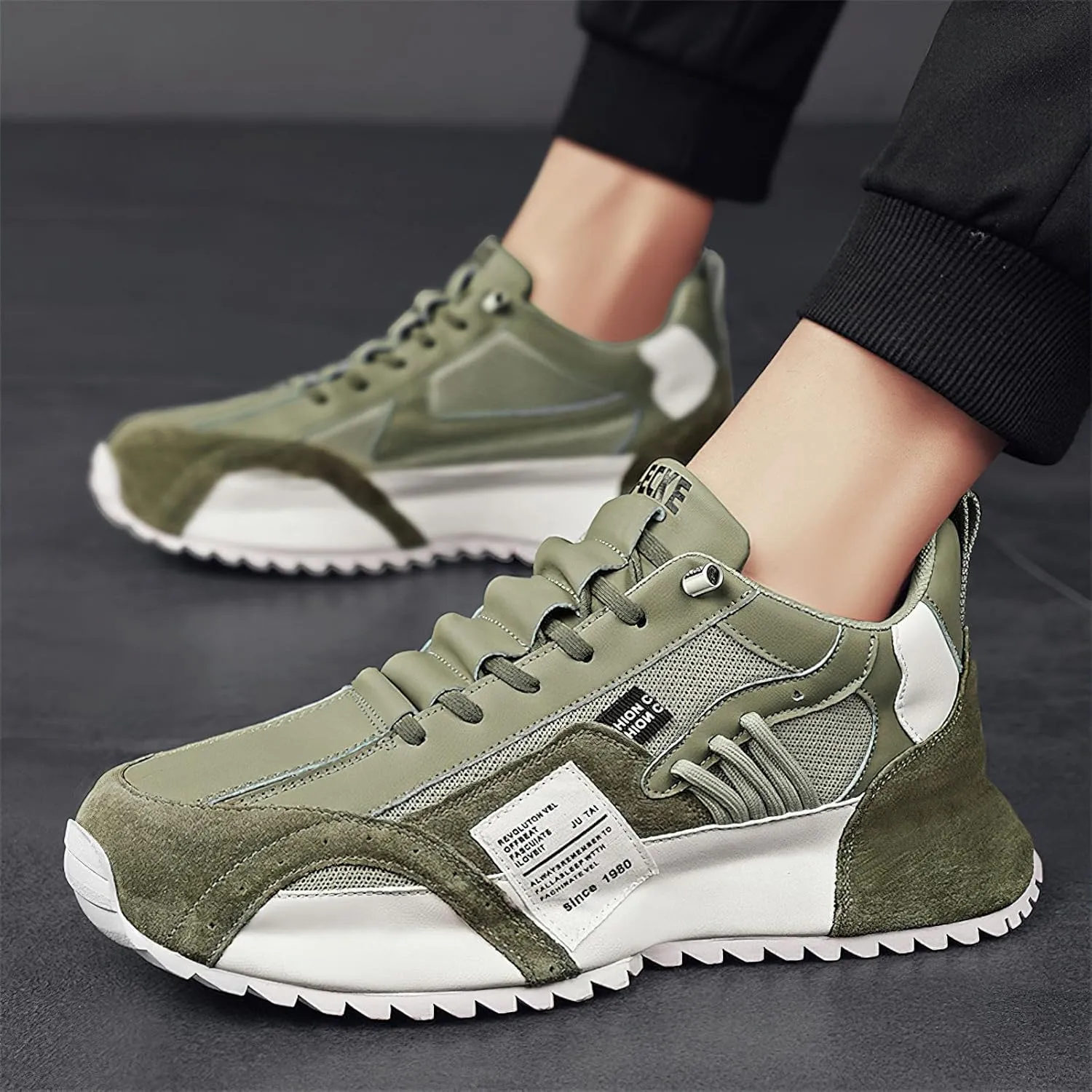 Exusiai Men's Casual Fashion Sports Shoes Low-Top Breathable Fabric Upper Round Toe Cap Sneakers Outdoor Walking Jogging
