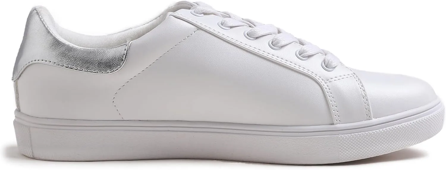 FEVERSOLE Women's Featured PU Leather Colorful Lace Up Sneaker