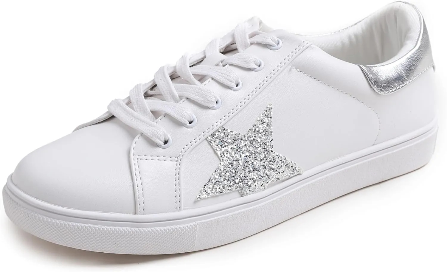 FEVERSOLE Women's Featured PU Leather Colorful Lace Up Sneaker