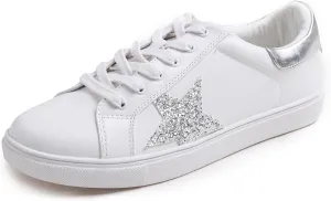 FEVERSOLE Women's Featured PU Leather Colorful Lace Up Sneaker