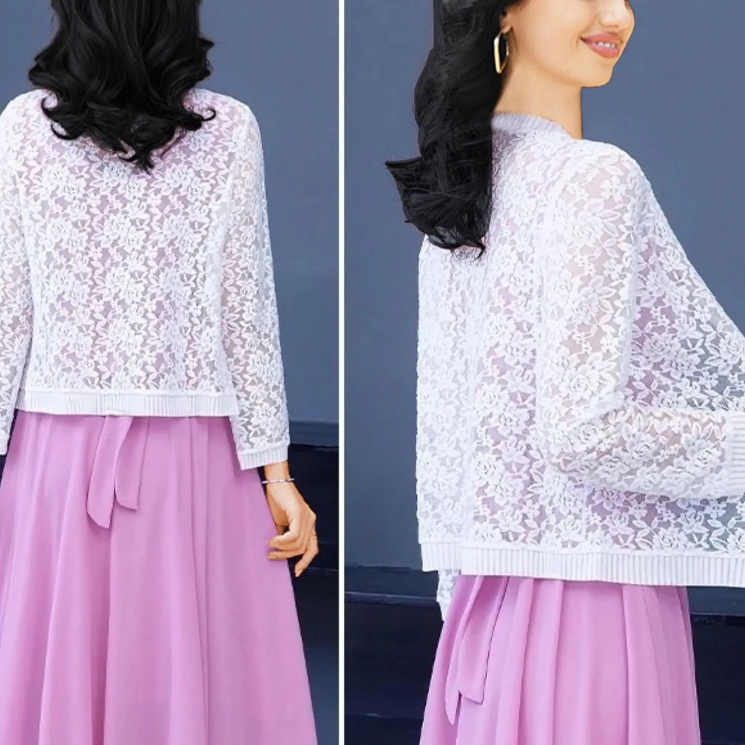FindThy Women’s Open Front Lace Cardigan Long Sleeve Floral Crochet Summer Shrug Cover Ups
