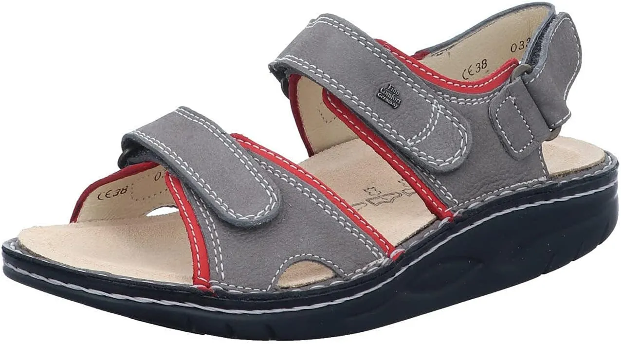 Finn Comfort Womens Yuma 1561 Grey/Sandia Nubuck Sandals 40 EU