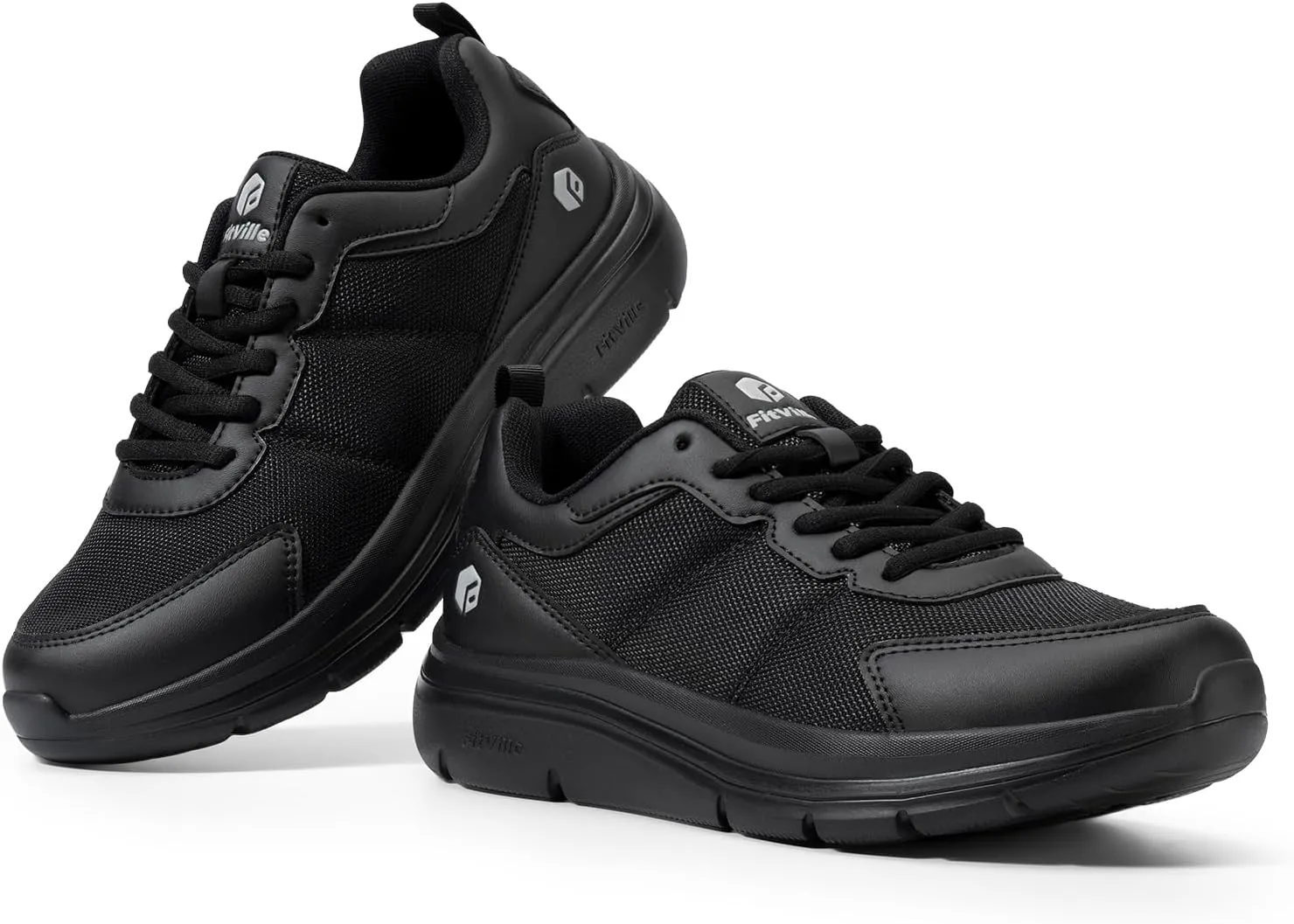 FitVille Men's Walking Shoes Wide Width Lightweight Comfortable Sneakers Max Cushioning Shoes for Plantar Fasciitis Relief